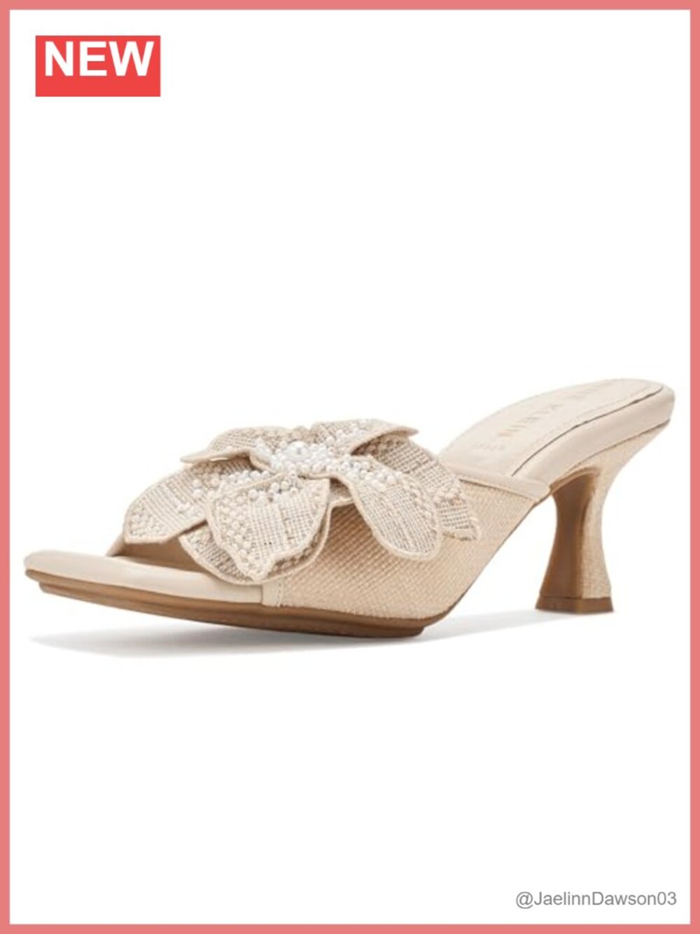 Anne Klein Julia Open Toe Slide Sandals Kitten Heel Faux Leather